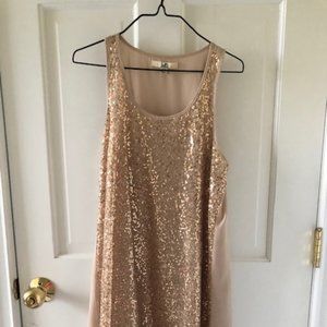 Gold Sequin Swing Party Dress